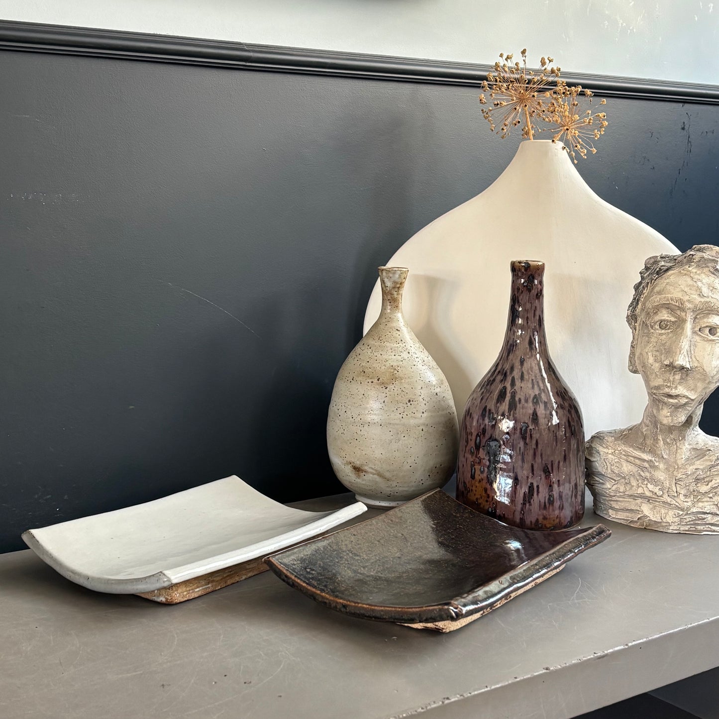 Paire de plats à sushis en céramique artisanale- Wabi-sabi - Ref 1229