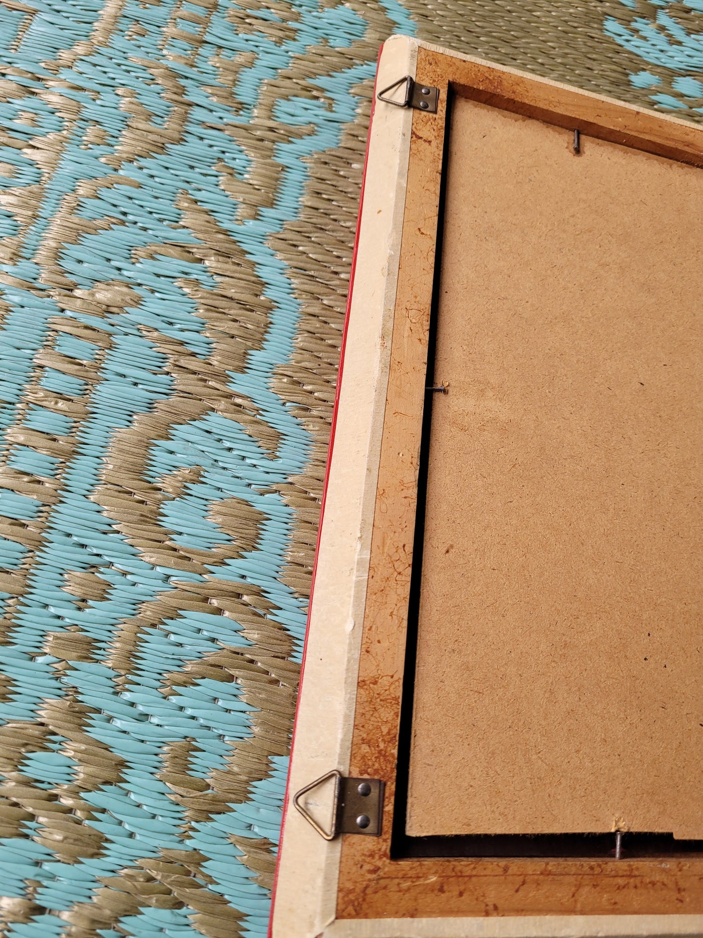 Miroir rétroviseur en simili cuir rouge 1960 - Ref 74