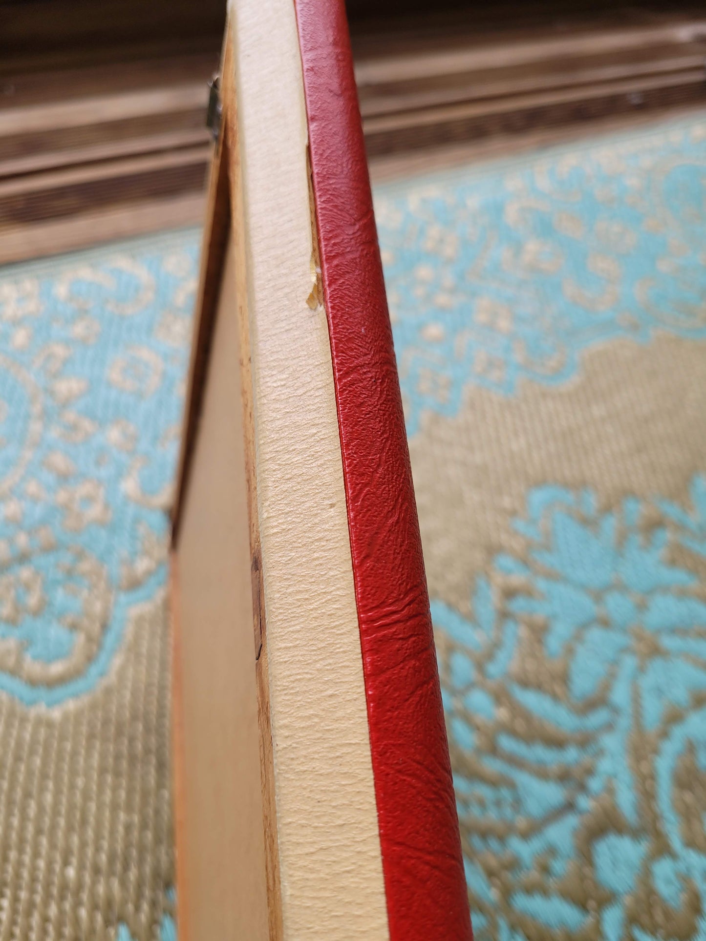 Miroir rétroviseur en simili cuir rouge 1960 - Ref 74