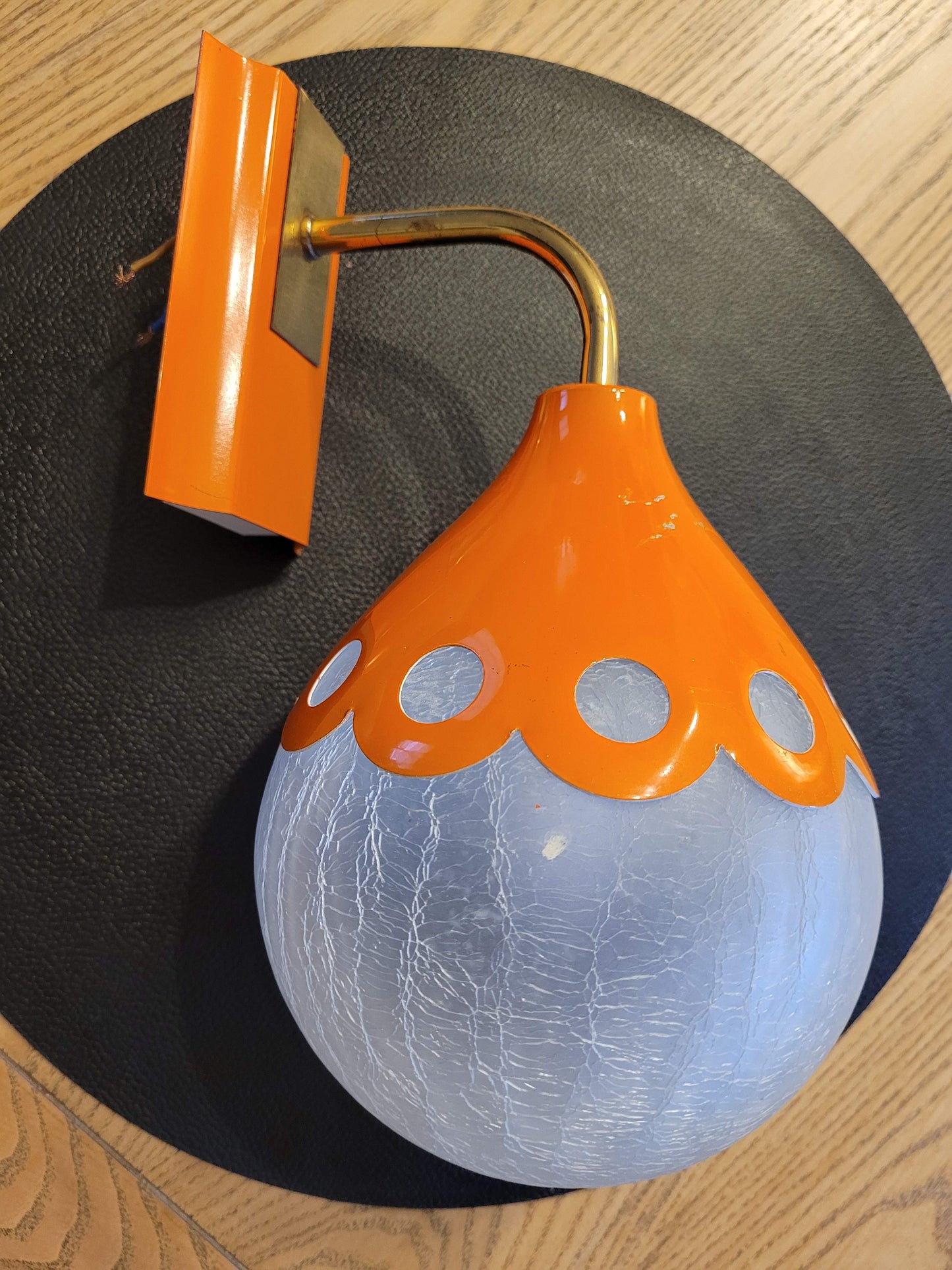 Applique orange 1960 - Globe en verre - Ref 70