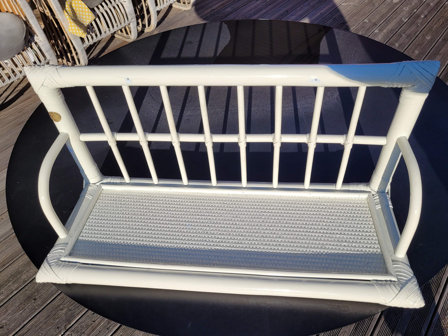 Etagère murale en bambou et rotin vintage - Ref 130