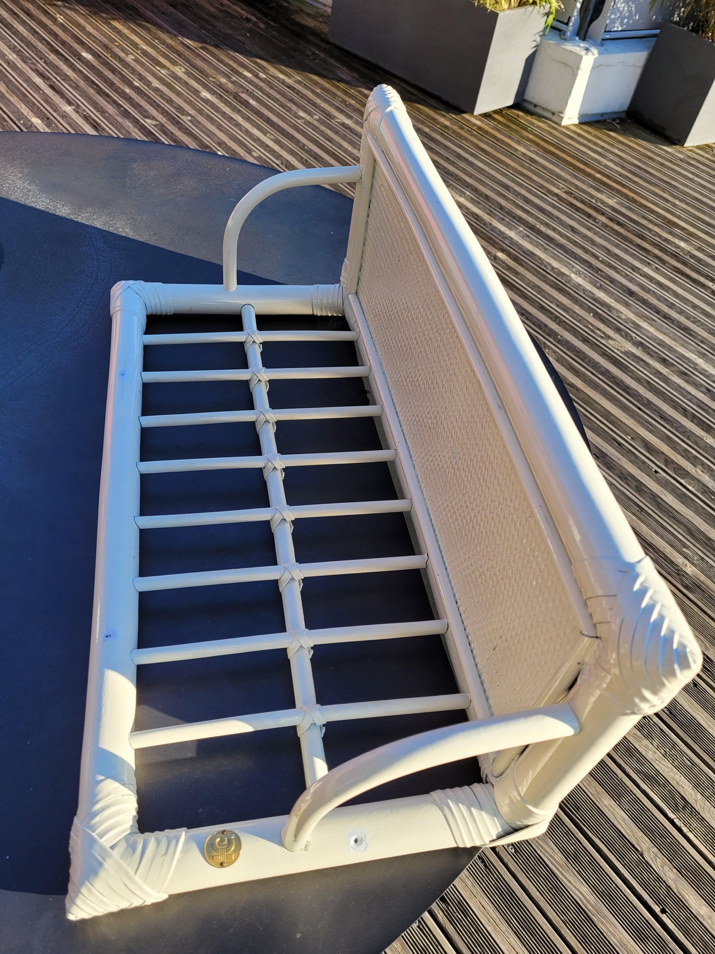 Etagère murale en bambou et rotin vintage - Ref 130