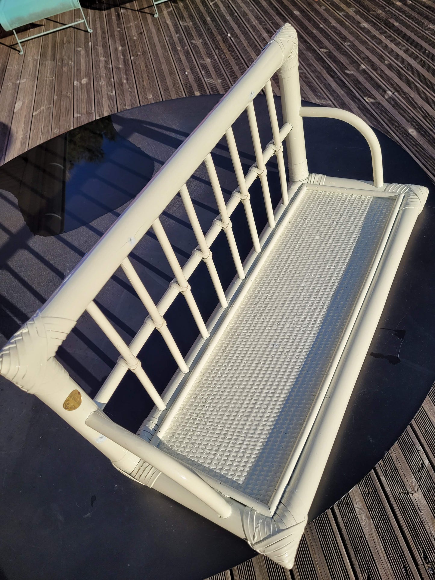 Etagère murale en bambou et rotin vintage - Ref 130