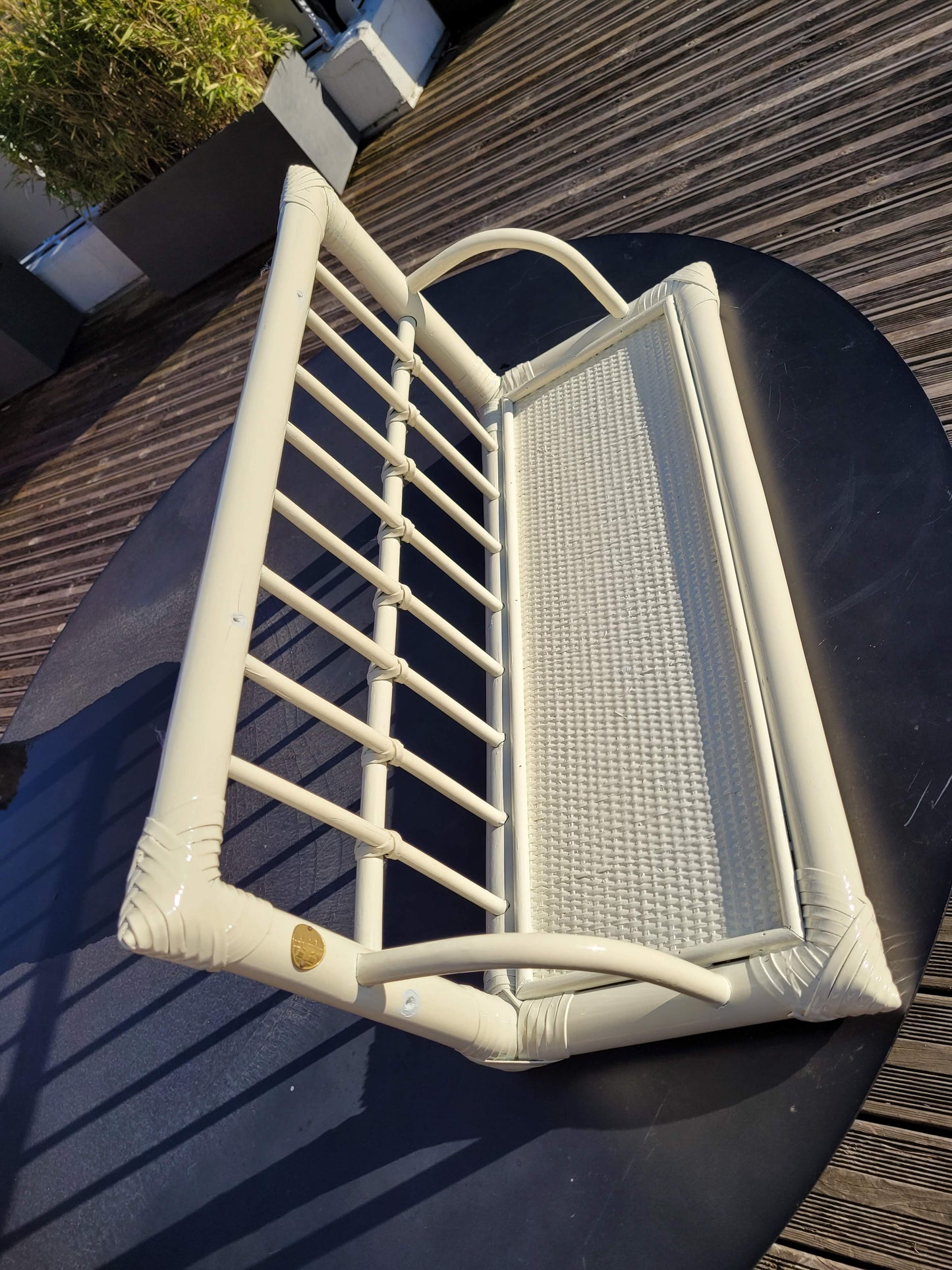 Etagère murale en bambou et rotin vintage - Ref 130