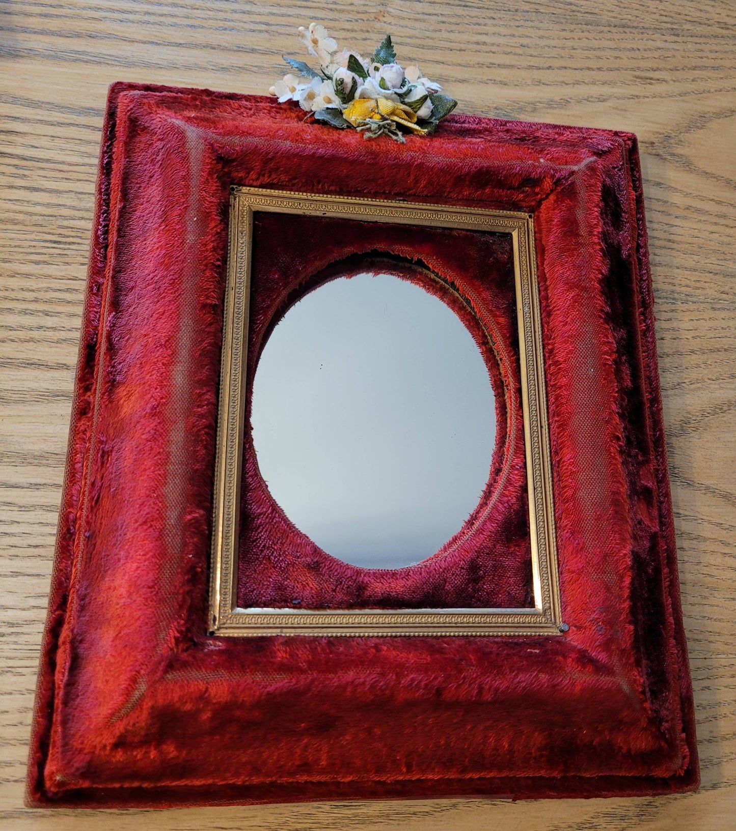 Miroir kitsch velours rouge - ref 23