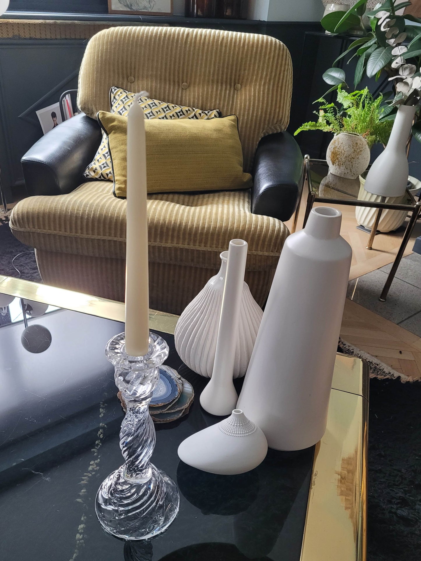 Bougeoir en verre moulé torsadé - Ref 33