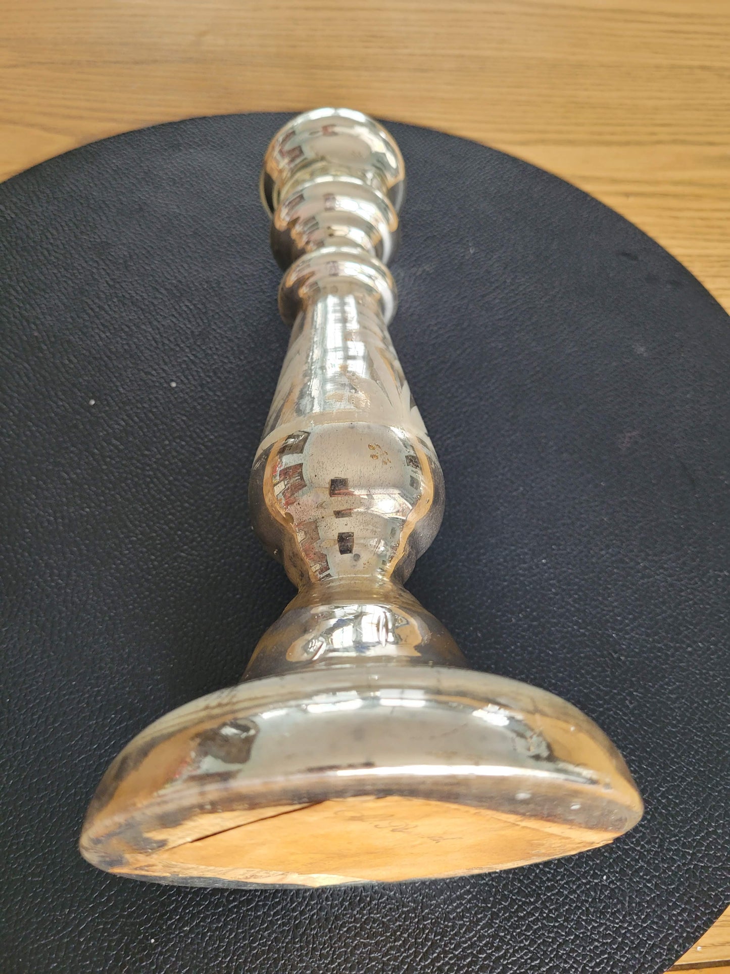 Bougeoir en verre mercurisé eglomisé - ref 57