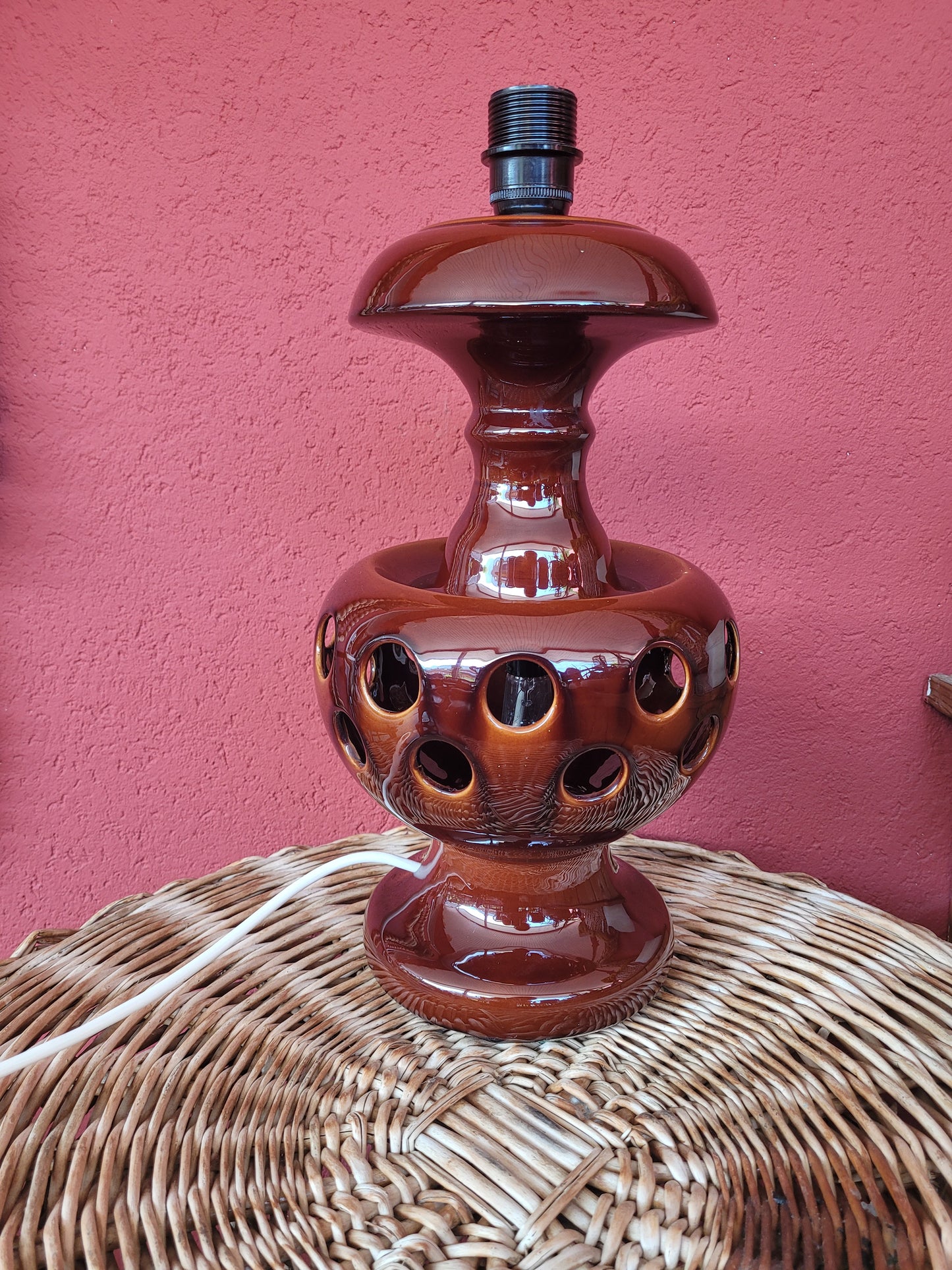 Pied de lampe en céramique vintage à double éclairage - ref 171
