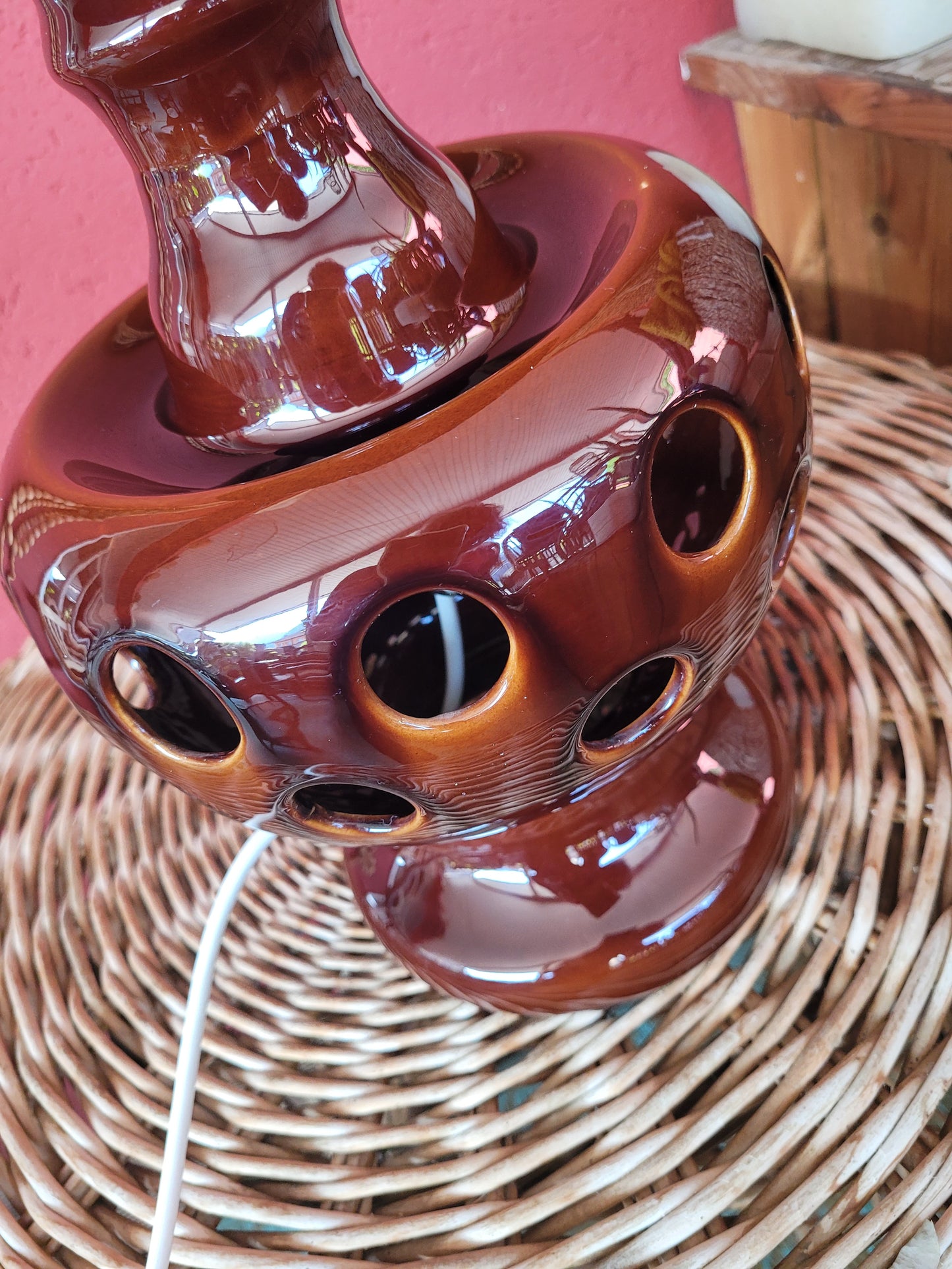 Pied de lampe en céramique vintage à double éclairage - ref 171