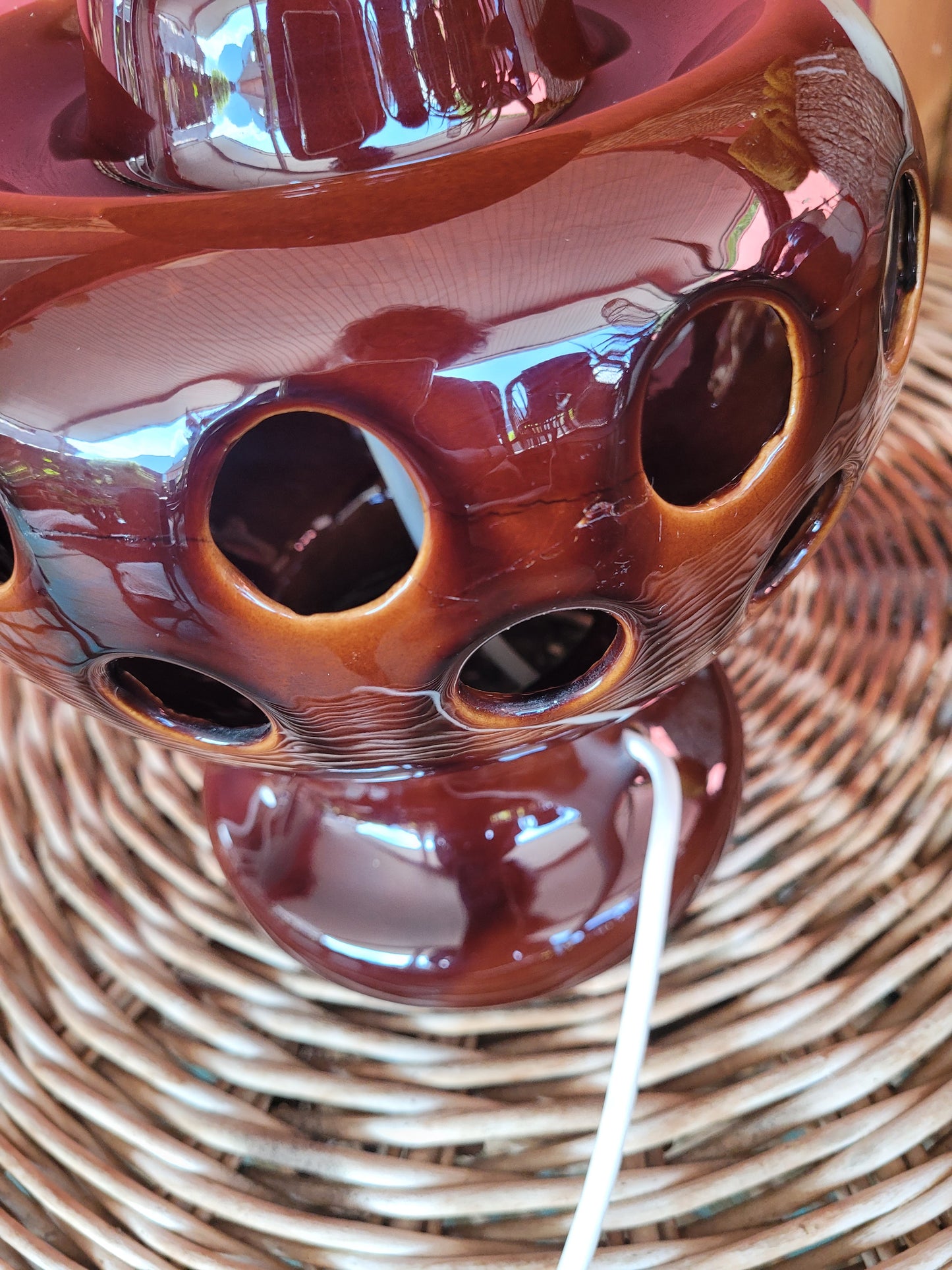 Pied de lampe en céramique vintage à double éclairage - ref 171