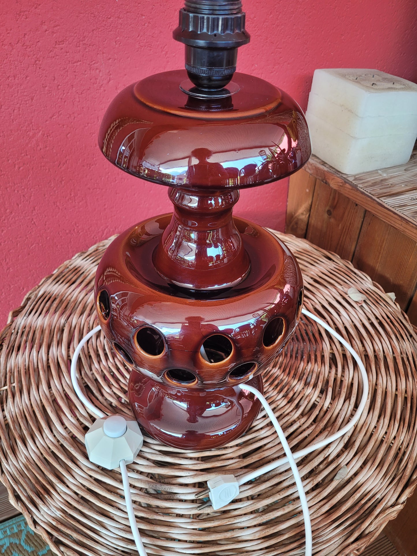 Pied de lampe en céramique vintage à double éclairage - ref 171