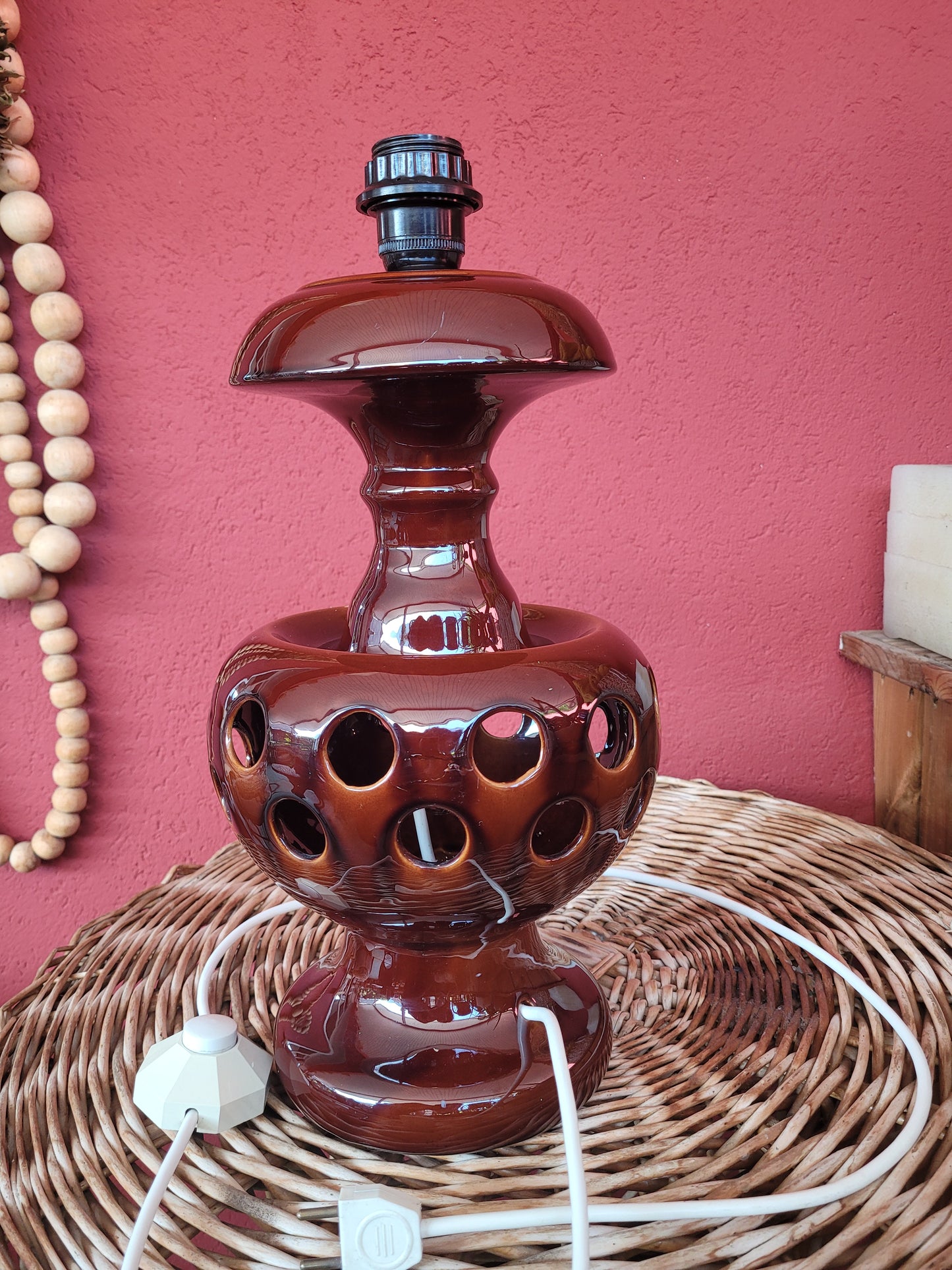 Pied de lampe en céramique vintage à double éclairage - ref 171