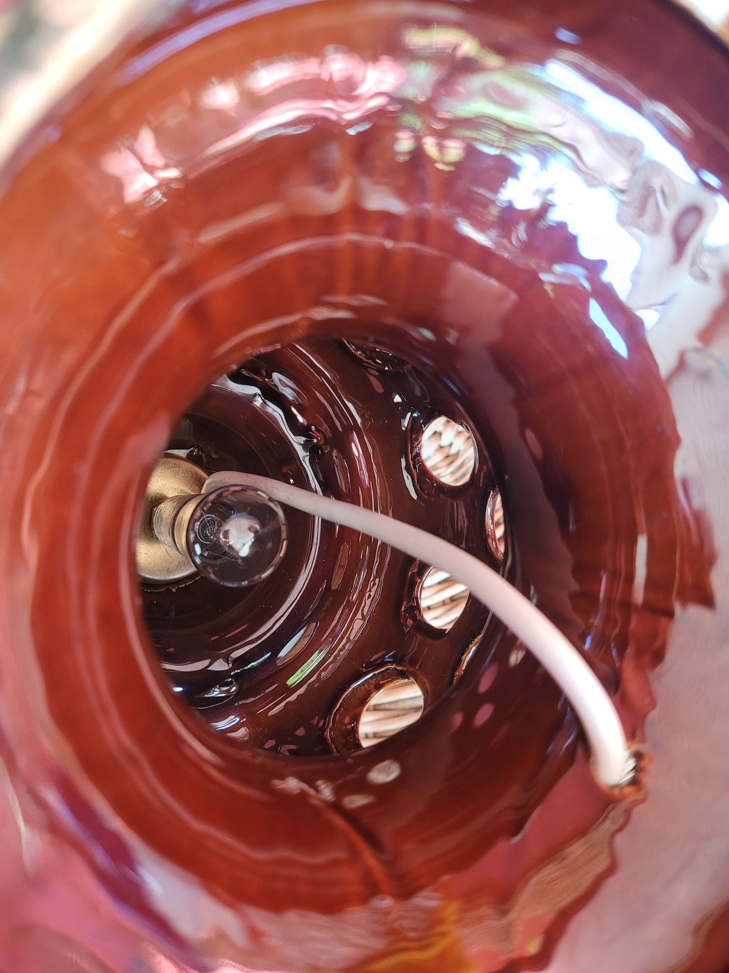 Pied de lampe en céramique vintage à double éclairage - ref 171