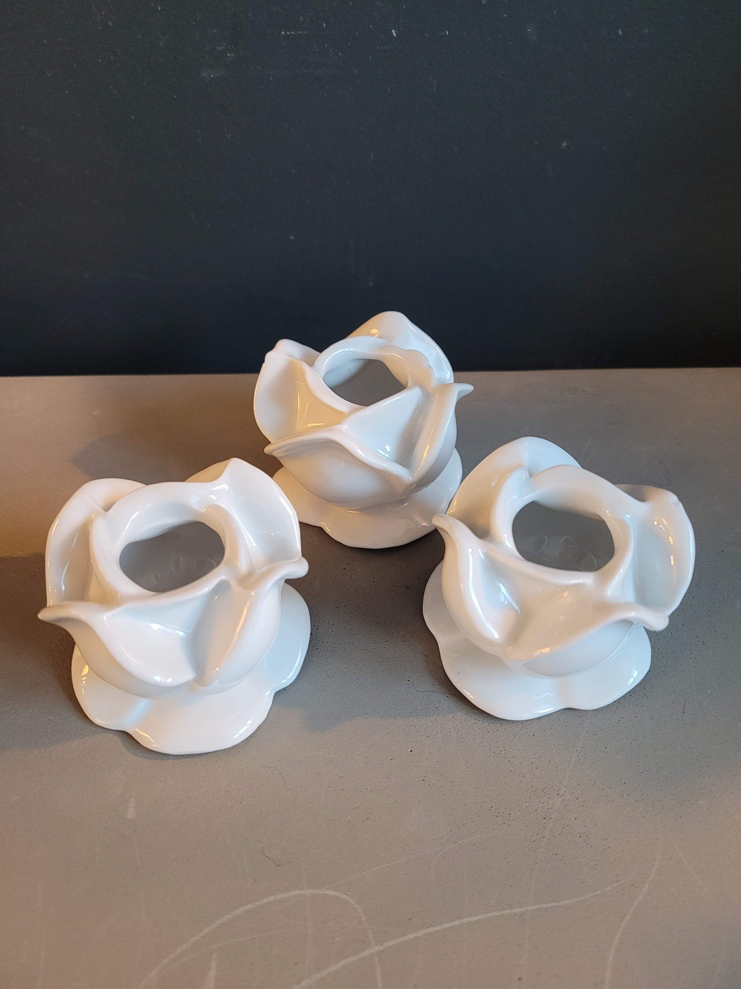 Trio de bougeoirs en porcelaine de Limoges - ref 213