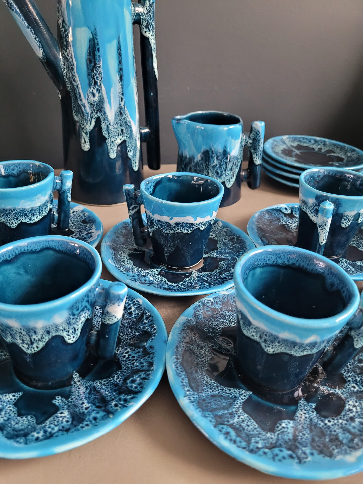 Service à café Vallauris bleu - 22 pièces - Réf 245