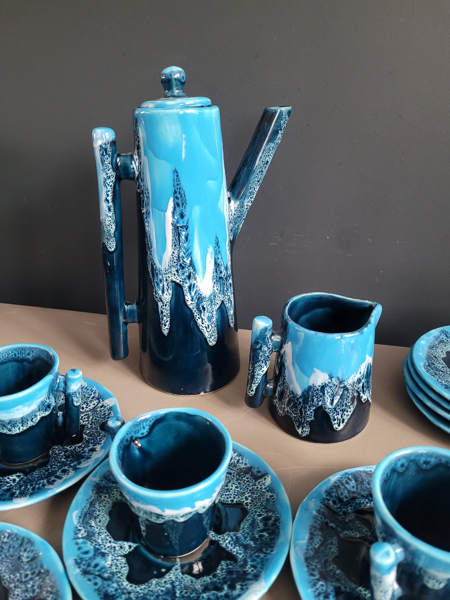 Service à café Vallauris bleu - 22 pièces - Réf 245