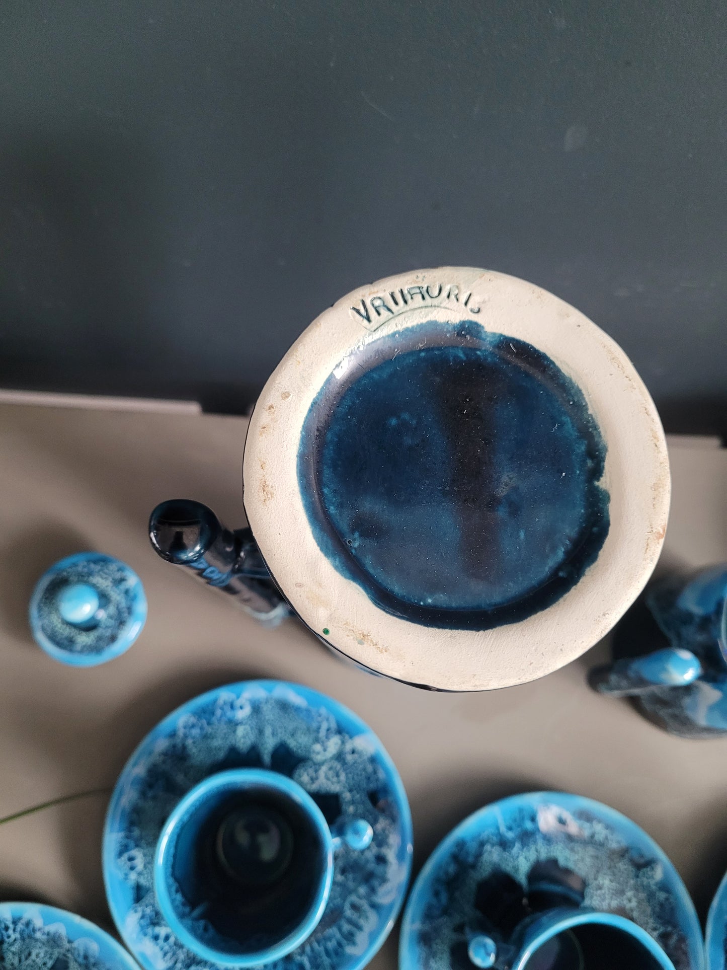 Service à café Vallauris bleu - 22 pièces - Réf 245