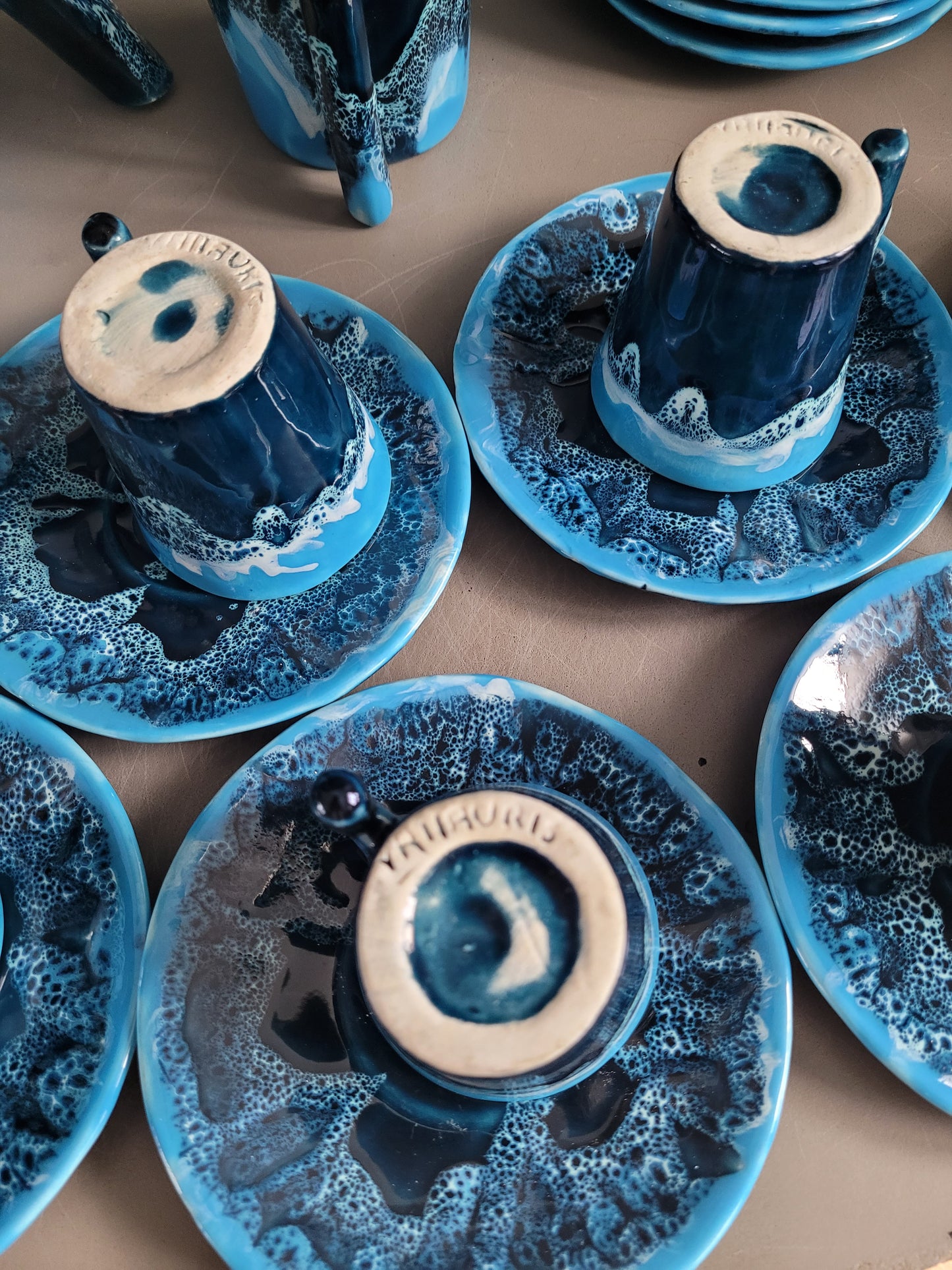 Service à café Vallauris bleu - 22 pièces - Réf 245