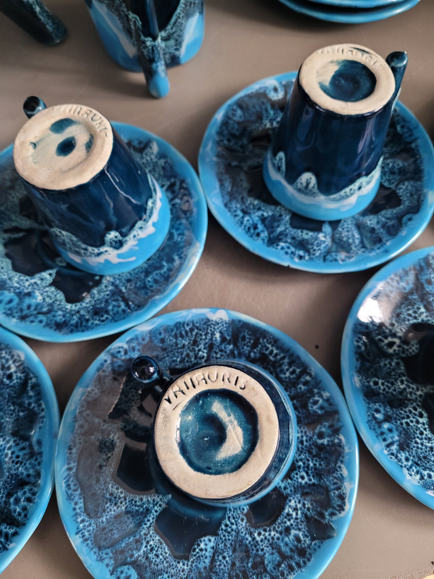 Service à café Vallauris bleu - 22 pièces - Réf 245