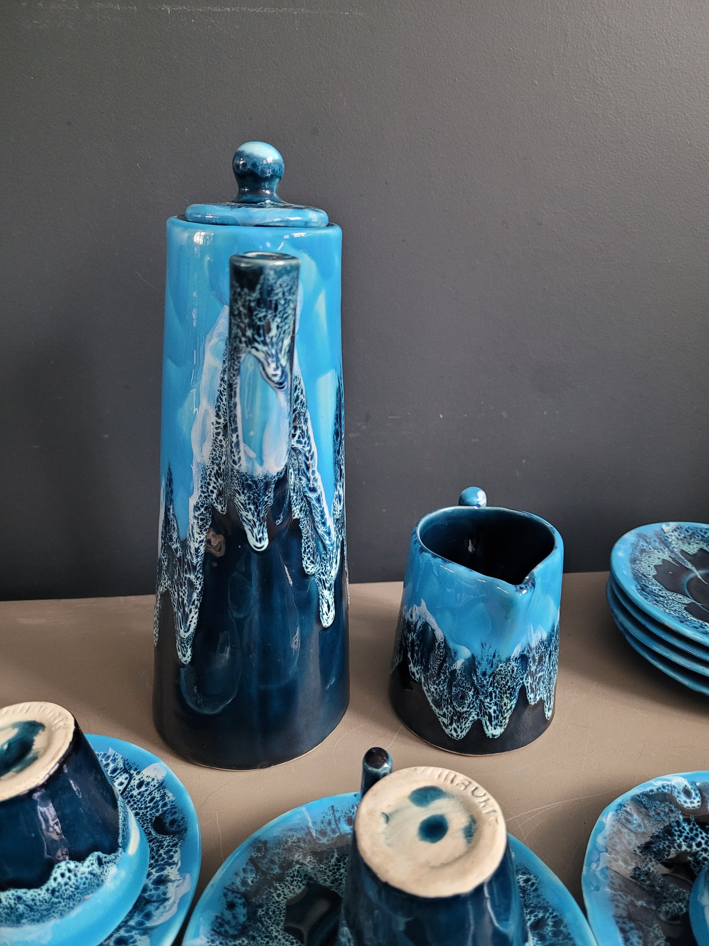 Service à café Vallauris bleu - 22 pièces - Réf 245