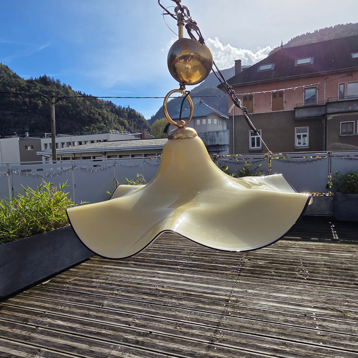 Grande suspension fazzoletto en verre de Murano – Italie années 70 – Ø 61 cm - Ref 1478