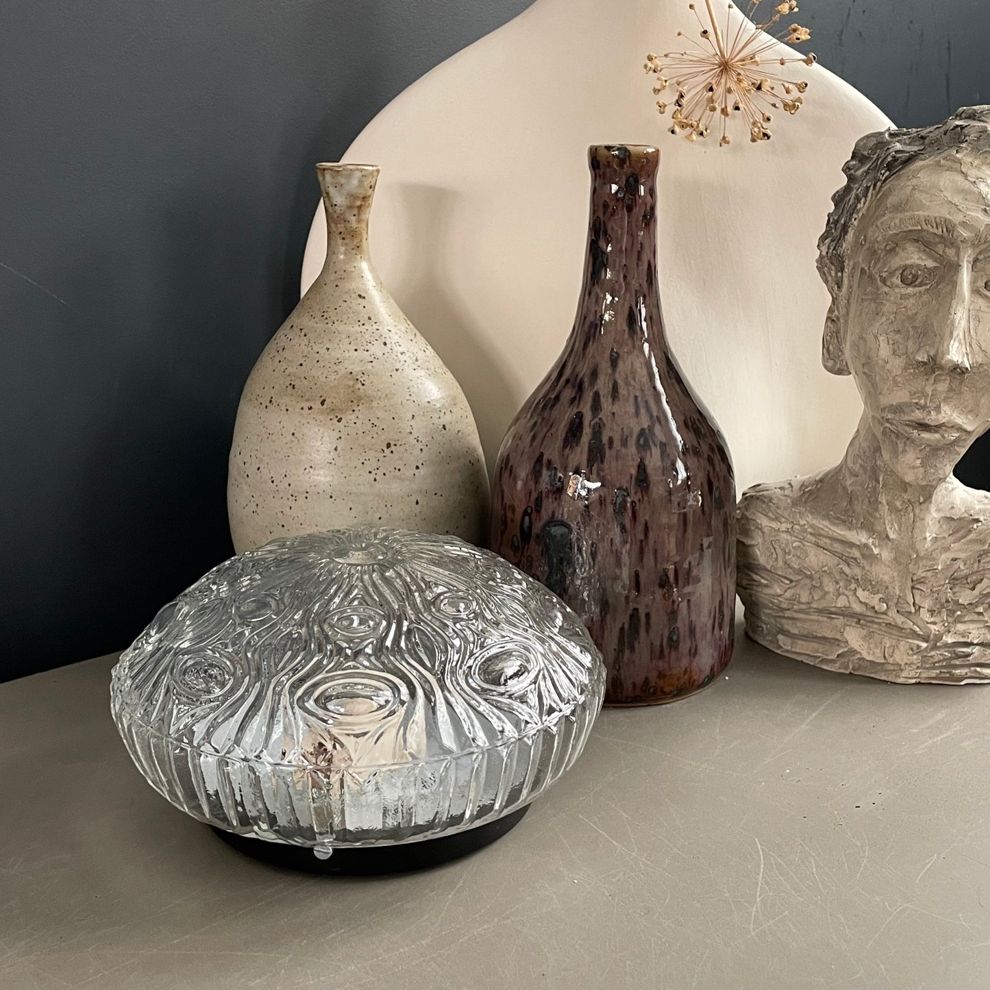 Plafonnier ou applique en verre moulé bombé - Ref 1184