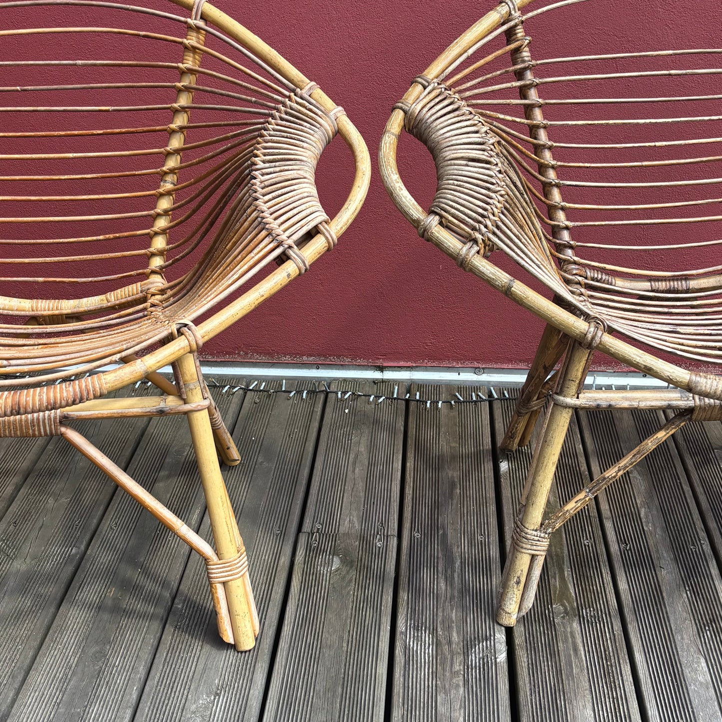 Paire de fauteuils en bambou et rotin vintage, style Riviera, années 60-70 - Ref 1257