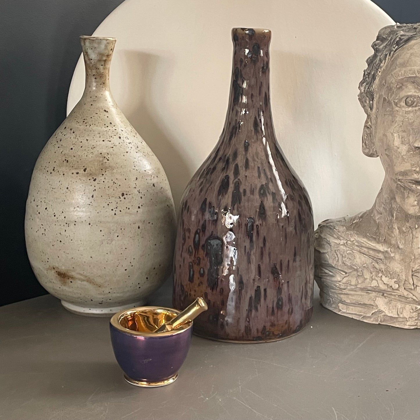 Petit ensemble mortier et pilon en porcelaine- Ref 1131