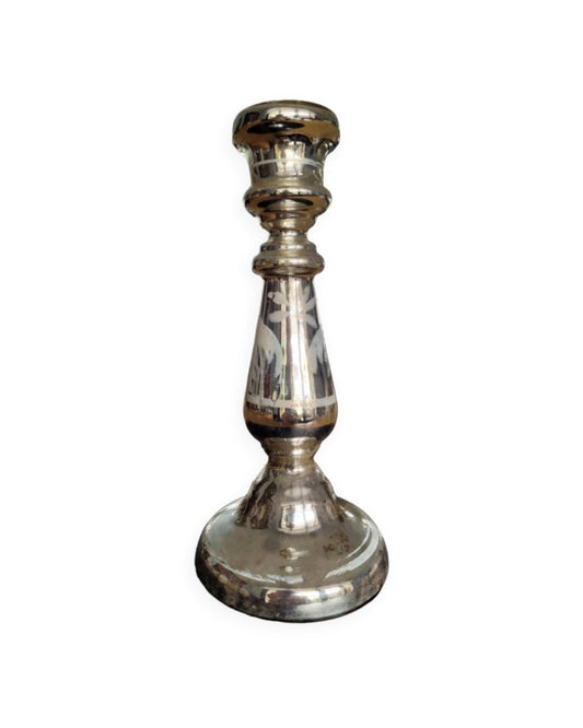 Bougeoir en verre mercurisé eglomisé - ref 57