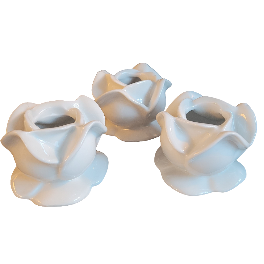 Trio de bougeoirs en porcelaine de Limoges - ref 213