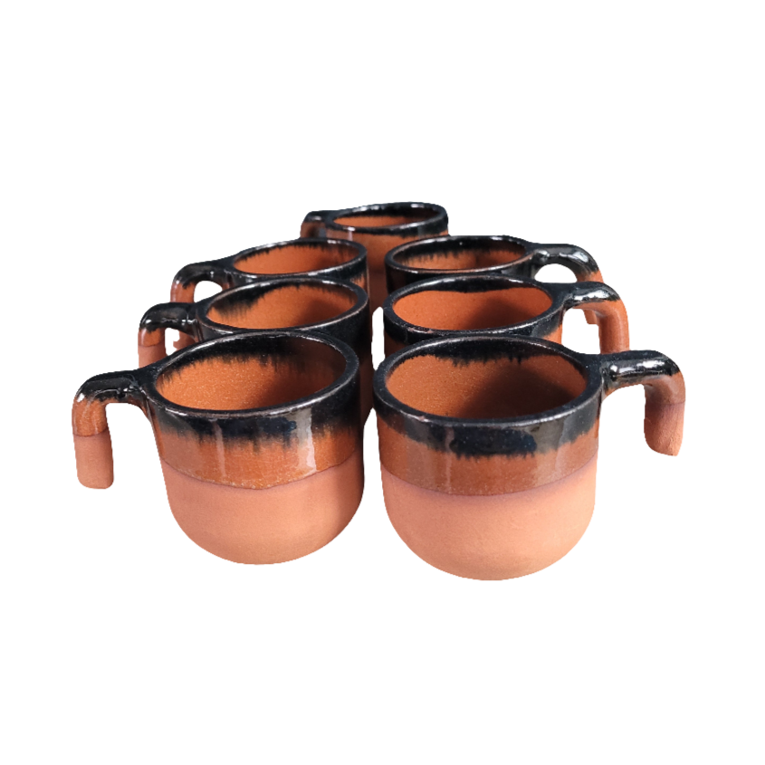Lot de 7 tasses à café en terre cuite émaillée- Ref 520