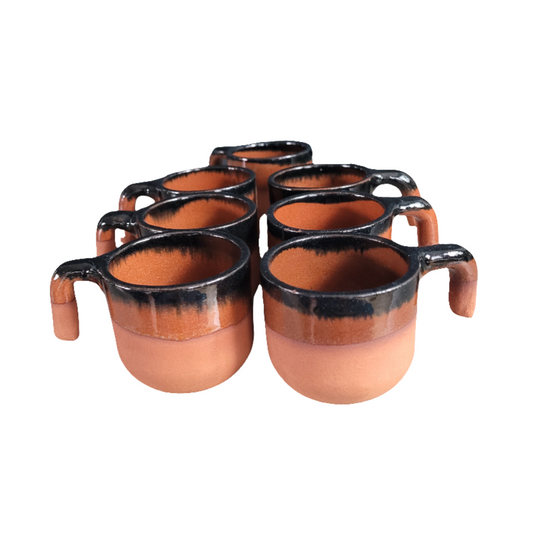 Lot de 7 tasses à café en terre cuite émaillée- Ref 520