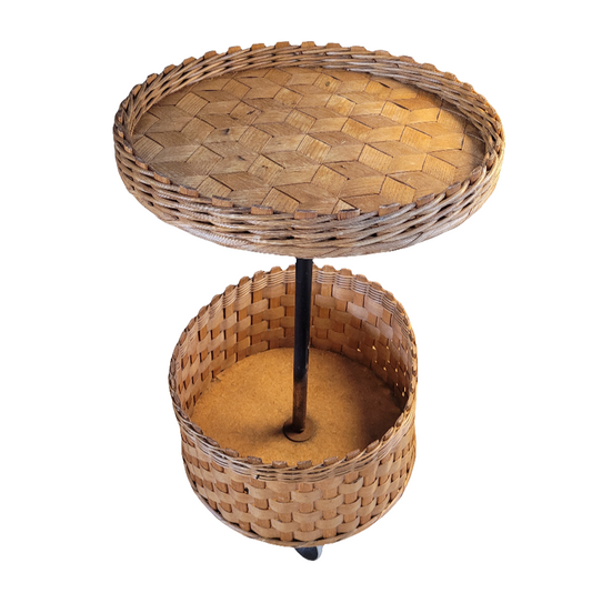 Desserte ronde en rotin et bois - Ref 580