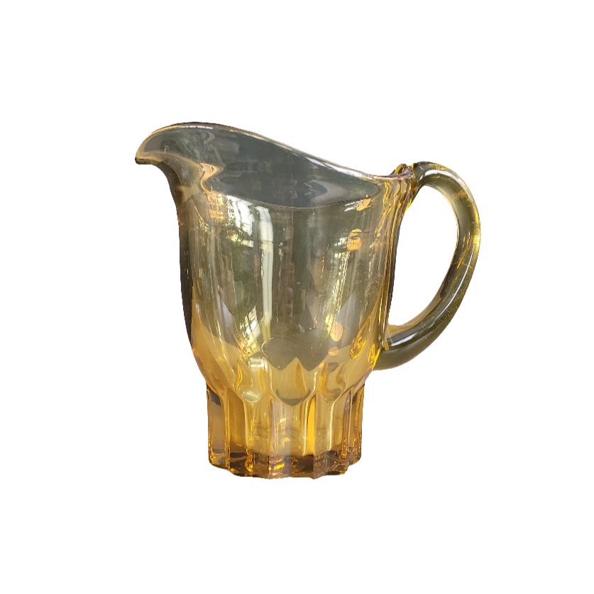Pichet vintage en verre teinté jaune - Ref 154