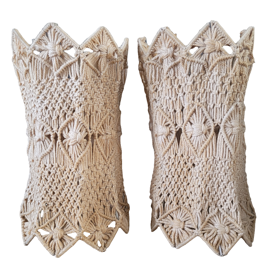 Paire de suspensions vintages en macramé- Ref 284
