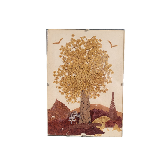 Composition florale sous verre, fleurs séchées - Ref 611