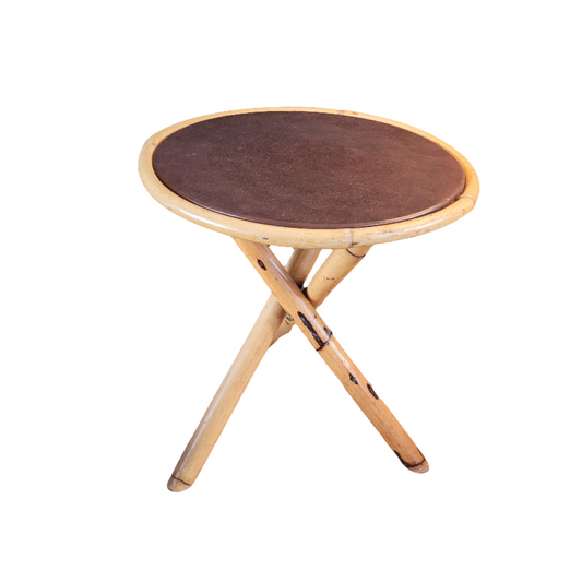 Table d'appoint, bout de canapé, en bambou avec plateau en simili - Ref 331
