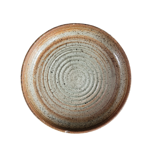 Plat rond vintage en grès pyrité - Ref 476