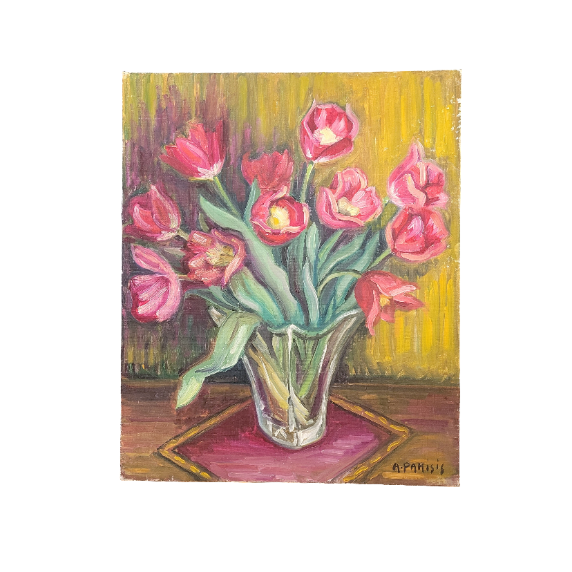 Huile sur toile bouquet signé A. Parisis - Ref 286