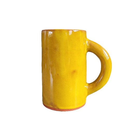 Mug en terre cuite vernissée moutarde signé / tasse - Ref 370