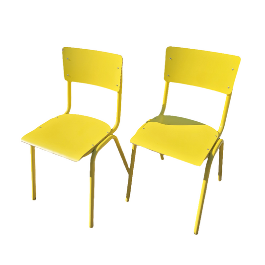 Paire de chaises jaunes en contre-plaqué- Ref 600