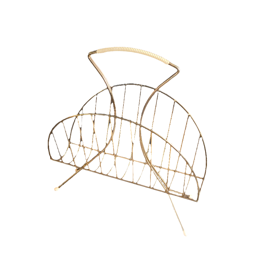 Porte-revues vintage en métal doré - Ref 379