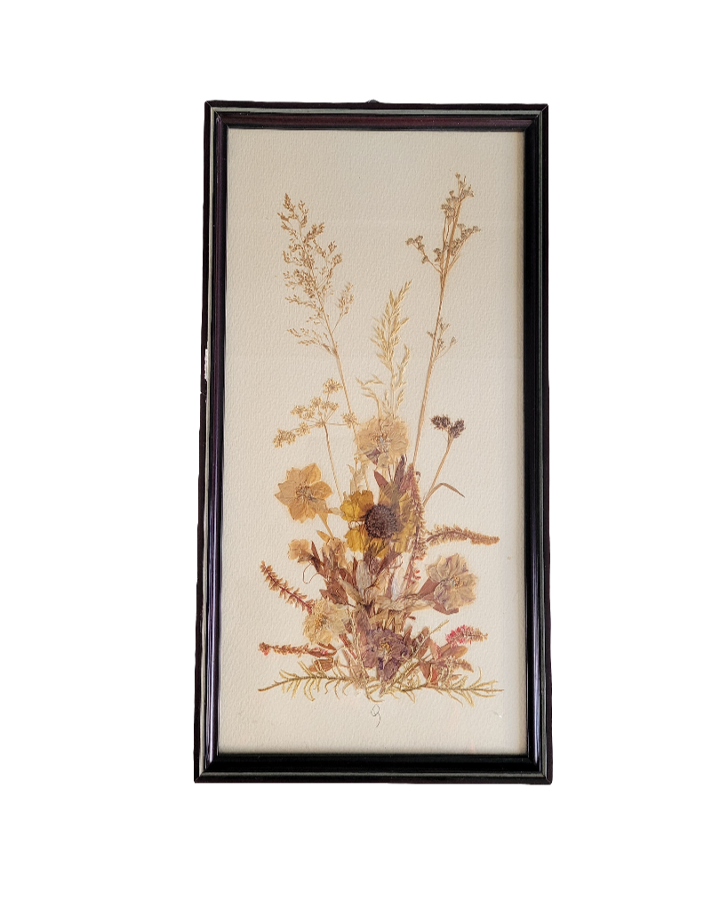 Tableau composition florale, fleurs séchées vintage - Ref 608