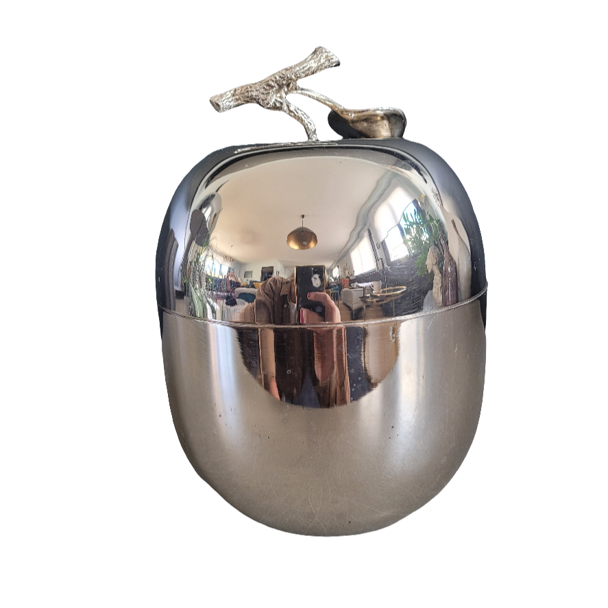 Seau à glace pomme en métal argenté- Ref 586
