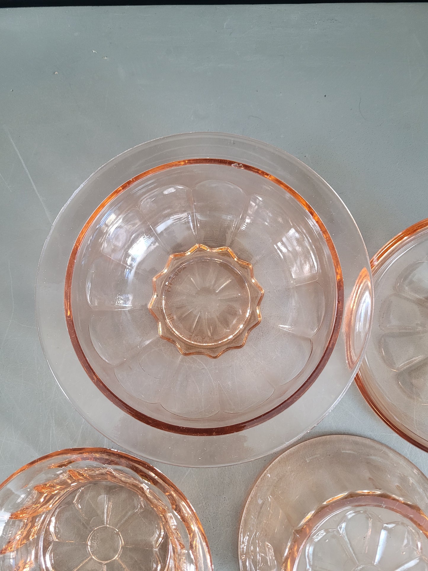 Ensemble 2 tasses + sucrier en verre rose - Ref 522