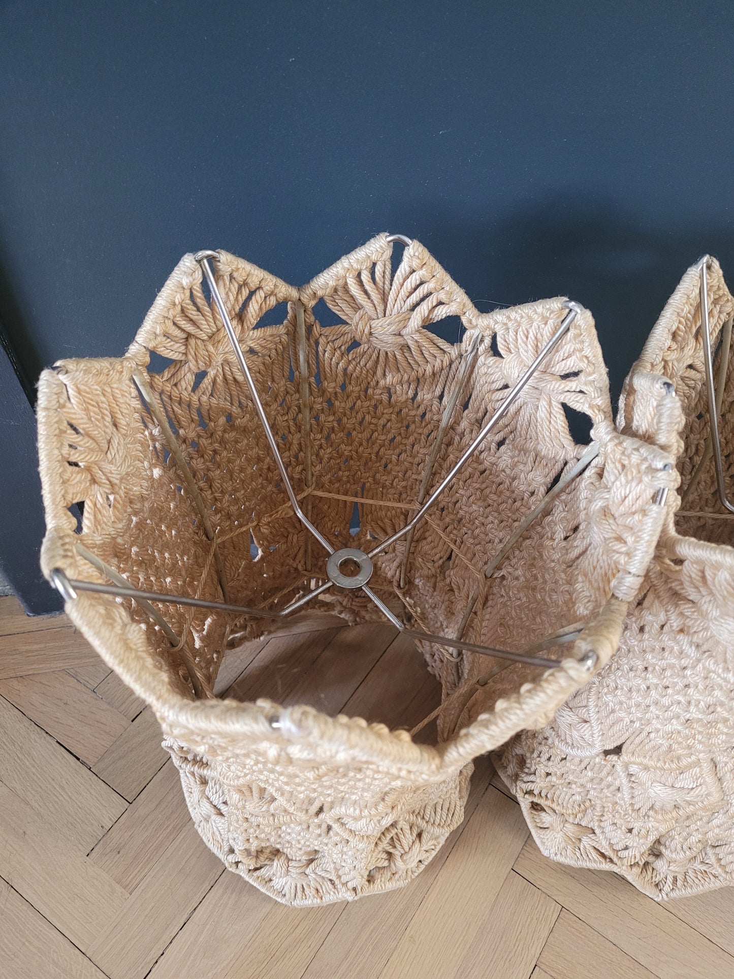 Paire de suspensions vintages en macramé- Ref 284