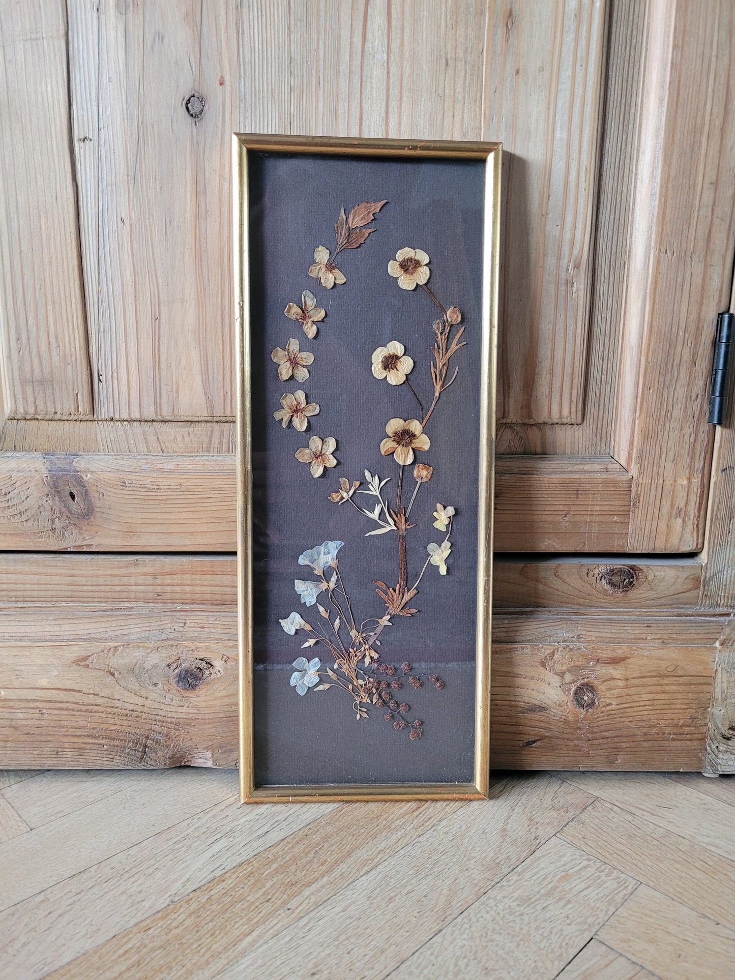 Tableau vintage composition fleurs séchées- Ref 466