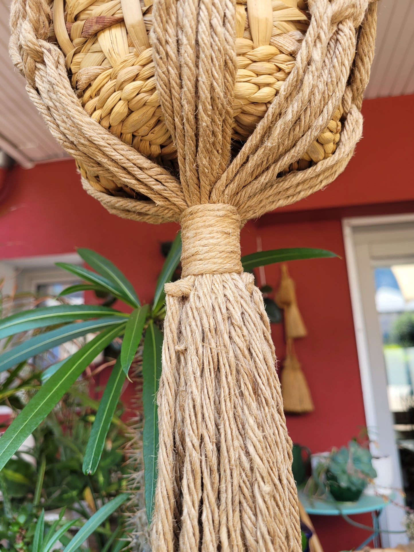 Grand porte-plante en macramé vintage - Ref 459