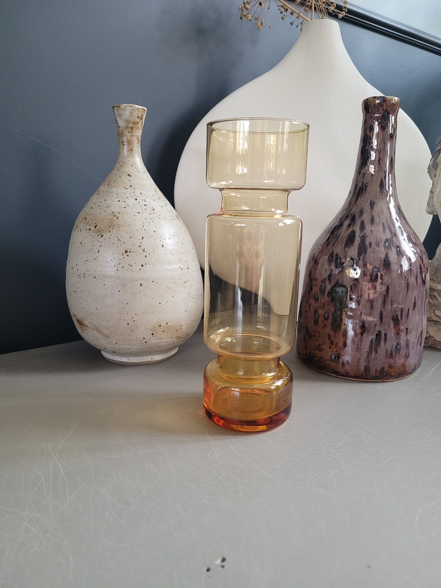 Vase cylindre en verre teinté ambré - Ref 381
