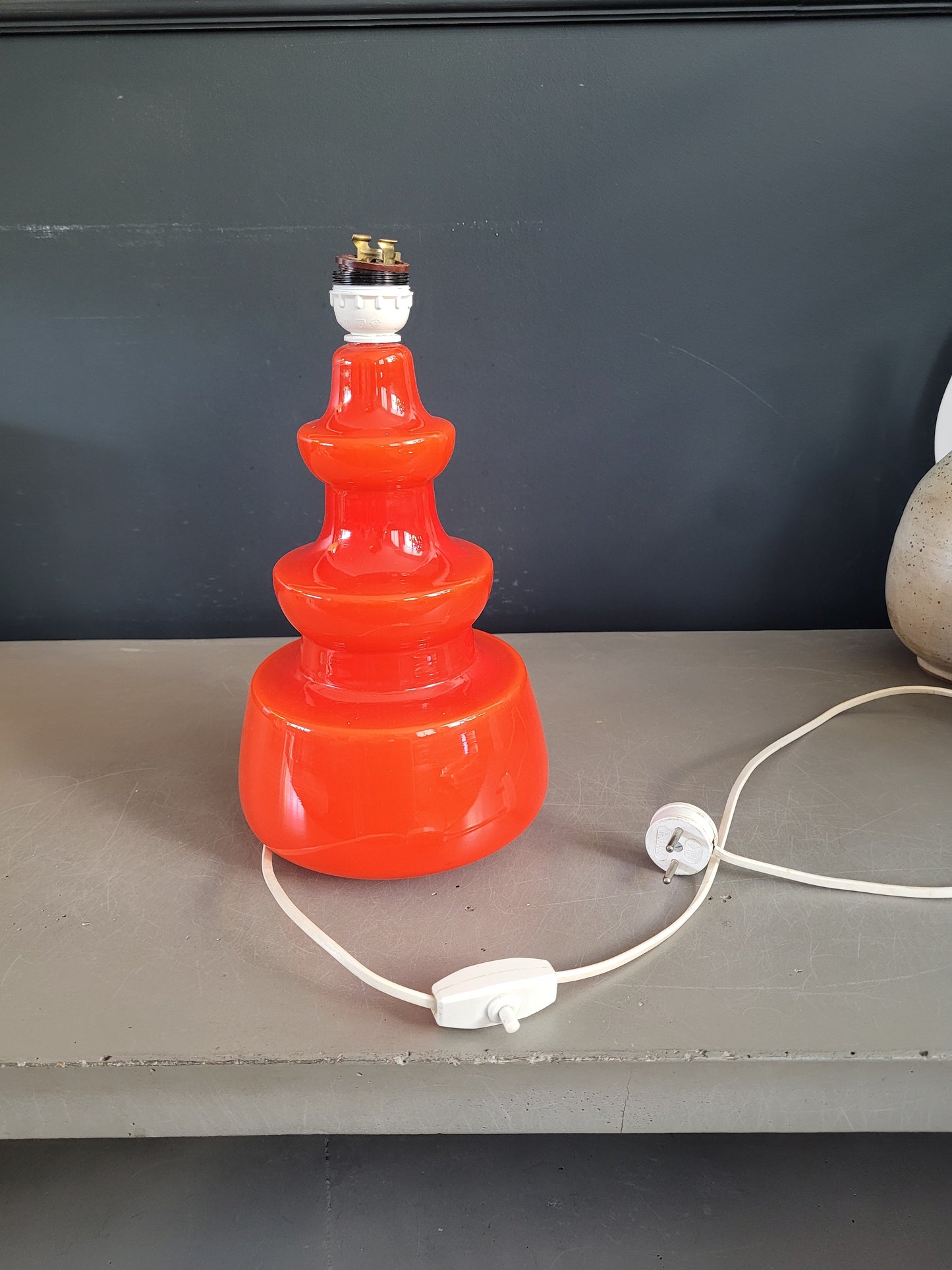 Pied de lampe en verre bicouche orange - Ref 563